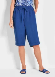 Bermudahose CARLA aus reinem Leinen - royalblau - Gr. 21 von Goldner Fashion