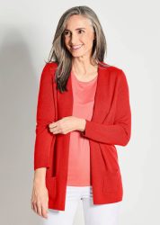 Kuschelweiche Kaschmir-Strickjacke - rot - Gr. 19 von Goldner Fashion