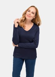 Unkomplizierter Pullover mit V-Ausschnitt - marine - Gr. 21 von Goldner Fashion