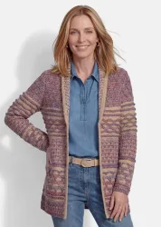 Strickjacke mit Schalkragen im Mustermix - bunt / gemustert - Gr. 19 von Goldner Fashion