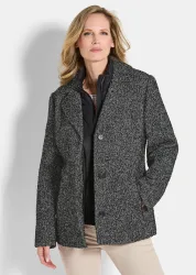 Jacke in 2-in-1-Optik mit Steppeinsatz - schwarz / weiss / gemustert - Gr. 46 von Goldner Fashion