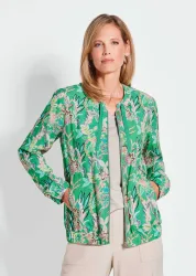 Blouson mit floralen Alloverdruck - smaragd - Gr. 21 von Goldner Fashion