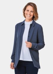 Leichte Blusenjacke in pflegeleichter Qualität - blau - Gr. 19 von Goldner Fashion