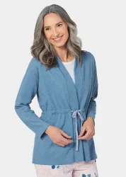 Leichte Fleecejacke mit Bindeband - hellblau - Gr. 19 von Goldner Fashion