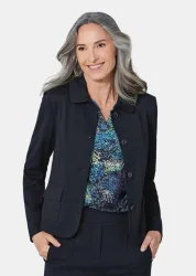 Leichte Jacke in glänzender Optik - marine - Gr. 50 von Goldner Fashion