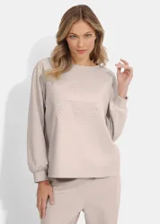 Sweatshirt aus griffiger Doubleface-Ware - beige - Gr. 46 von Goldner Fashion
