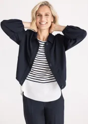 Kurzer Blouson mit Gummibündchen - dunkelblau - Gr. 38 von Goldner Fashion