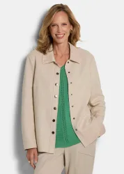 Hemdjacke in Velourslederoptik - beige - Gr. 42 von Goldner Fashion