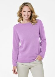Kaschmirpullover mit U-Boot Ausschnitt - flieder - Gr. 22 von Goldner Fashion