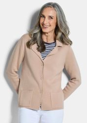 Strickblazer mit aufgesetzten Taschen - beige - Gr. 21 von Goldner Fashion