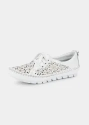 Leder-Slipper mit Lochmuster - weiss - Gr. 39 von Goldner Fashion