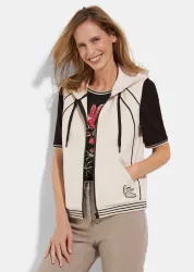 Jerseyweste mit Kapuze und Reissverschluss - beige - Gr. 46 von Goldner Fashion