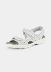 Leder-Sandalen mit Klettverschluss - stein - Gr. 37 von Goldner Fashion