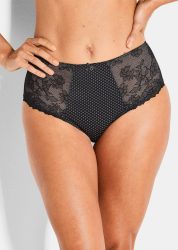 Taillenslip aus Charmeuse und Spitze - schwarz / rosé - Gr. 40 von Goldner Fashion