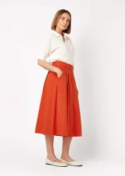 Sommerjupe mit Stoffgürtel - rot - Gr. 46 von Goldner Fashion