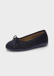 Ballerina-Hausschuhe aus Baumwolle - dunkelblau - Gr. 36 von Goldner Fashion