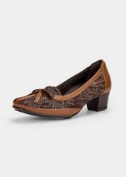 Leder-Pumps mit Reptil-Optik - camel / braun - Gr. 40 von Goldner Fashion