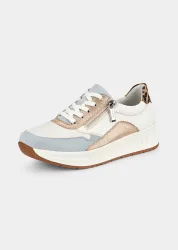 Sneaker mit Leo Print - weiss / beige / blau - Gr. 42 von Goldner Fashion