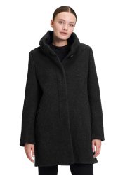 Flauschiger Mantel mit Bubikragen - schwarz - Gr. 42 von Goldner Fashion