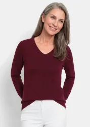 Pullover mit V-Ausschnitt aus COTTAMIRA - bordeaux - Gr. 21 von Goldner Fashion