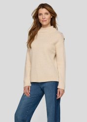Strickpullover mit Schurwolle - beige - Gr. 48 von Goldner Fashion