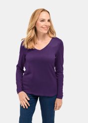 Unkomplizierter Pullover mit V-Ausschnitt - lila - Gr. 21 von Goldner Fashion