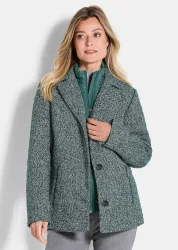 Jacke in 2-in-1-Optik mit Steppeinsatz - smaragd / weiss / gemustert - Gr. 52 von Goldner Fashion