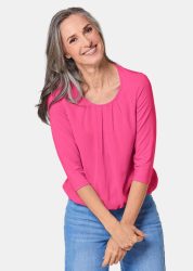 Gepflegtes Shirt in eleganter Blusen-Optik - pink - Gr. 26 von Goldner Fashion