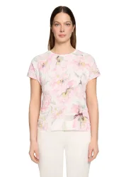 Strukturiertes Shirt mit Blumenmuster - cremeweiss / rosé - Gr. 38 von Goldner Fashion