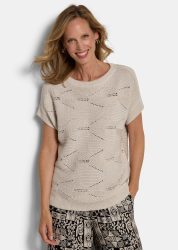 Ajour-Pullover mit feinem Glanz - stein - Gr. 21 von Goldner Fashion