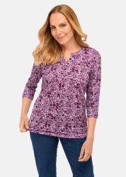 Raffiniertes Druckshirt mit 3/4-Arm - beere / rosé / gemustert - Gr. 38 von Goldner Fashion