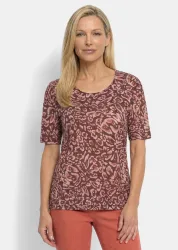 Viskoseshirt mit abstraktem Floraldruck - rostrot / koralle / gemustert - Gr. 21 von Goldner Fashion