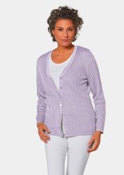 Pflegeleichte Strickjacke in hochwertiger Rippenstruktur - flieder - Gr. 20 von Goldner Fashion