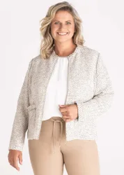 Blazerjacke mit Reißverschluss - cremeweiss / beige - Gr. 38 von Goldner Fashion
