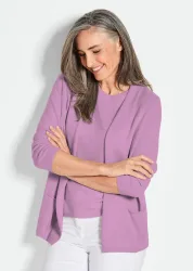 Kaschmir-Longstrickjacke - flieder - Gr. 22 von Goldner Fashion