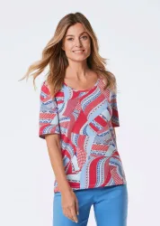 Druckshirt - rot / blau / gemustert - Gr. 19 von Goldner Fashion