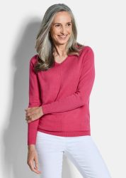 Pullover mit V-Ausschnitt aus COTTAMIRA - koralle - Gr. 19 von Goldner Fashion
