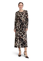 Plisseekleid mit hübschem Blütenprint - beige / braun - Gr. 38 von Goldner Fashion