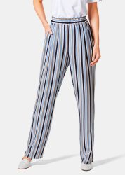 Palazzo-Hose mit sommerlichem Druck - blau / beige / gestreift - Gr. 27 von Goldner Fashion