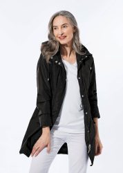 Trendiger leichter Regen Parka aus funktionalem Material - schwarz - Gr. 22 von Goldner Fashion