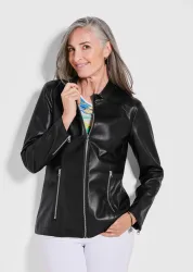 Jacke in Lederoptik - schwarz - Gr. 21 von Goldner Fashion