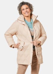 Steppjacke mit hübschem Flock-Druck - beige - Gr. 19 von Goldner Fashion