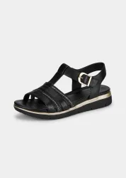 Sandale mit Keilabsatz - schwarz - Gr. 37 von Goldner Fashion