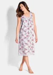 Nachthemden im Set aus reiner Baumwolle - weiss / pink / gemustert - Gr. 38 von Goldner Fashion