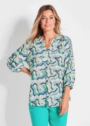 Bluse im Tunikastil - grün / gemustert - Gr. 21 von Goldner Fashion