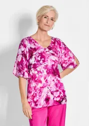 Bluse - pink / weiss / geblümt - Gr. 19 von Goldner Fashion