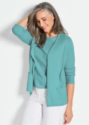 Kaschmir-Longstrickjacke - mint - Gr. 44 von Goldner Fashion