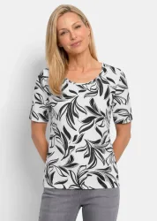 Jerseyshirt mit modischem Floraldruck - weiss / schwarz / gemustert - Gr. 23 von Goldner Fashion