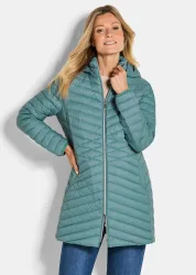Daunenmantel mit femininer Steppung - graugrün - Gr. 20 von Goldner Fashion