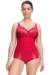 Bügelloser Body mit Spitze an den Cups - rot - Gr. 75 B von Goldner Fashion